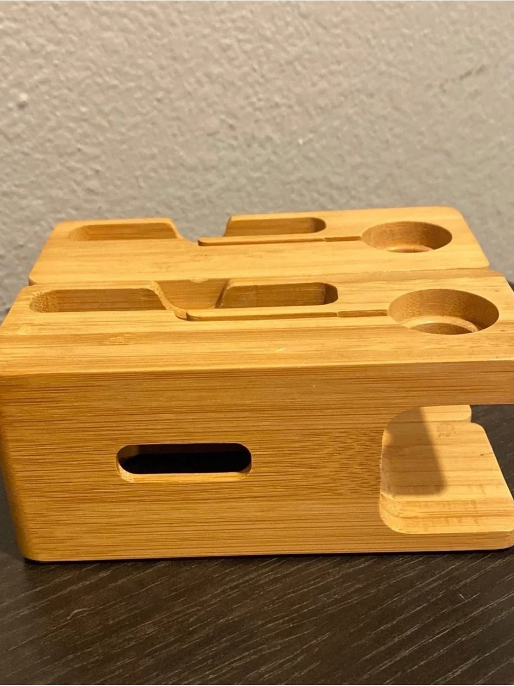 2 Wooden Bamboo Phone and Watch Charging Stands